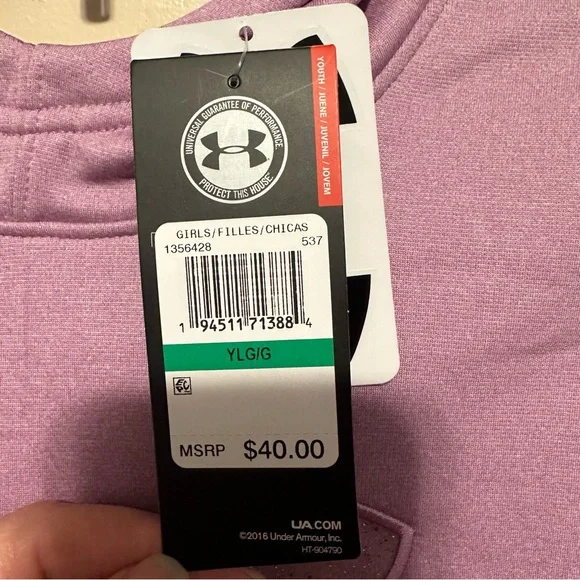 Under Armour Hoodie Glitter Logo Pullover Purple Girls Youth Large NWT - Picture 3 of 8